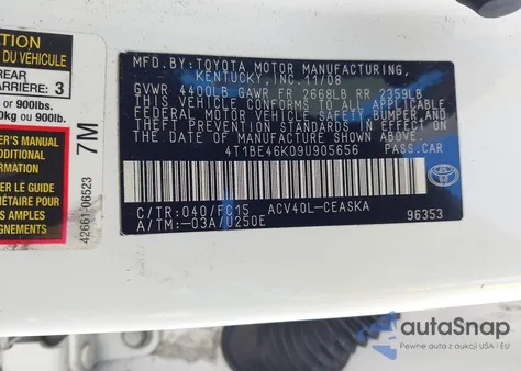 2009 Toyota Camry Se from USA, damaged, VIN 4T1BE46K09U905656